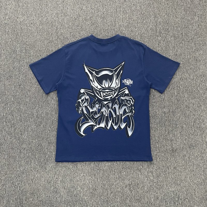 cny SYNA WORLD MENASYN TEE - NAVY 后背小恶魔印花双纱 藏青色短袖  SY-212