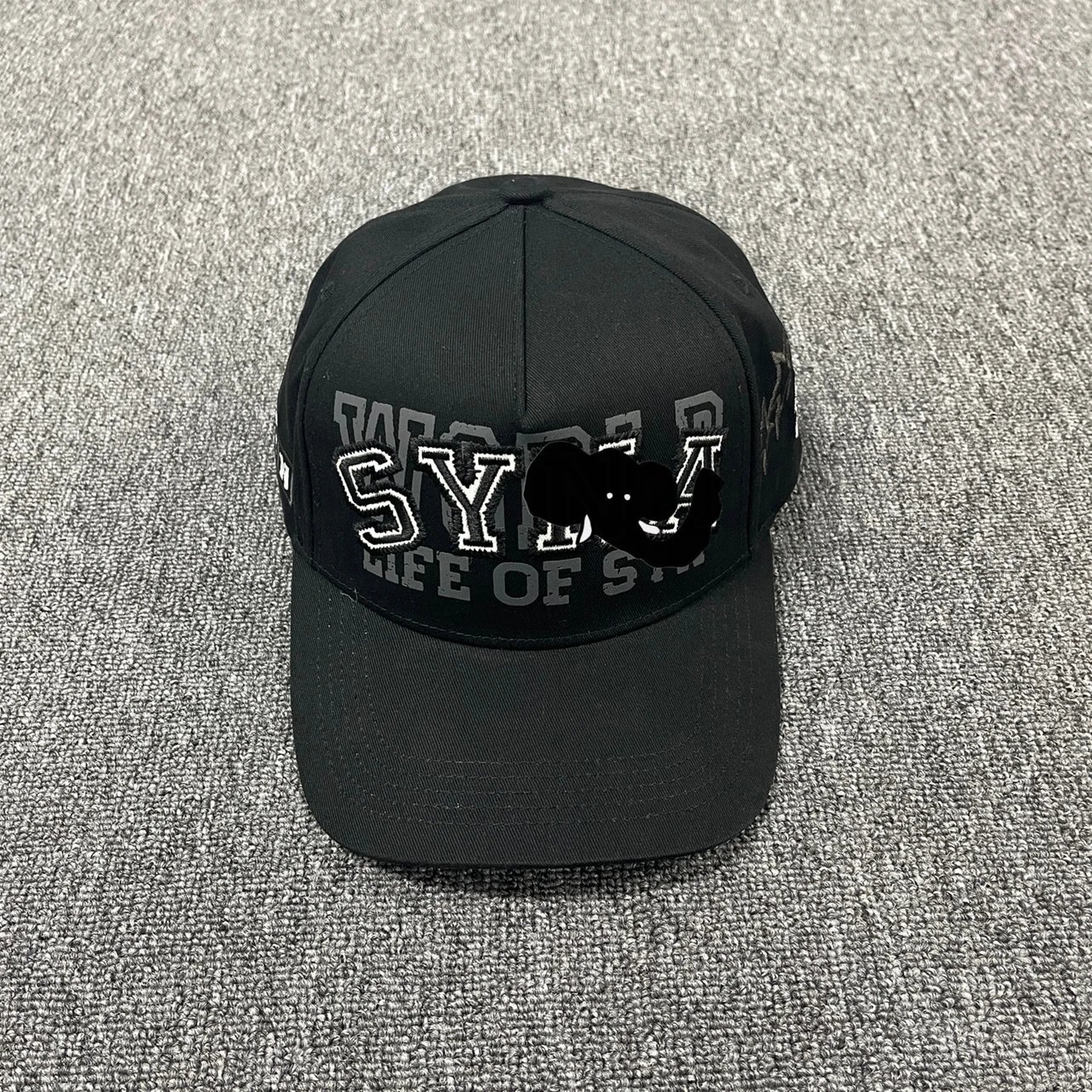 Doing old, cracking, printing, evil deeds, embroidery, curved brim hat, black SY-202