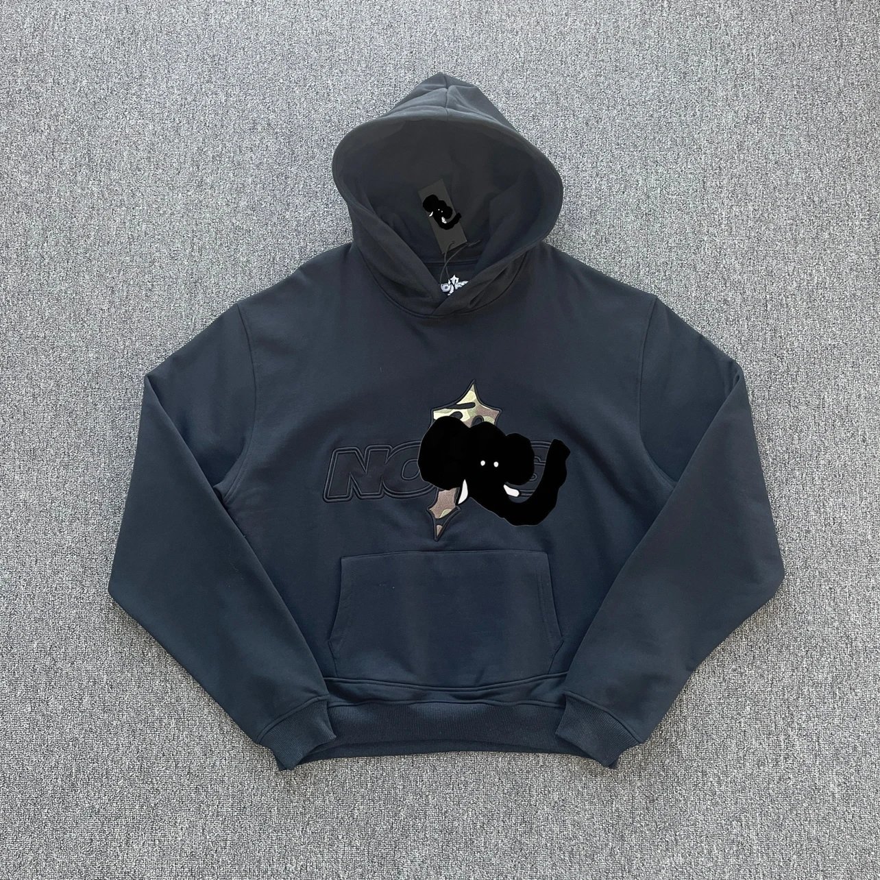 Camouflage Embroidered Hoodie - Black T-10