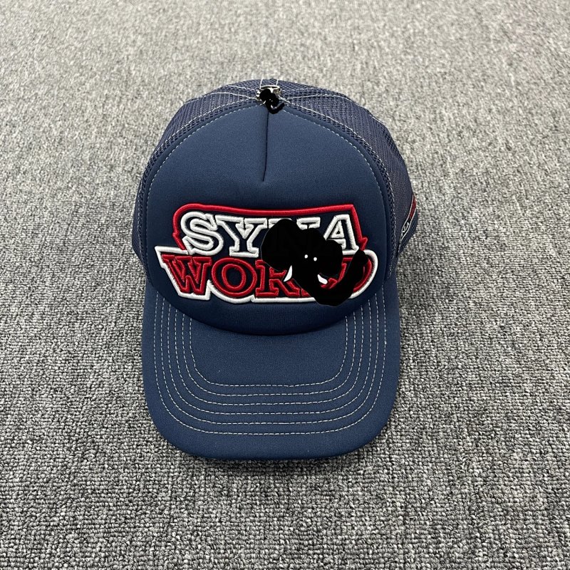 cny  SYNA WORKWEAR TRUCKER CAP - NAVY/TOMATO 牛仔蓝 立体绣花 弯檐帽  SY-186