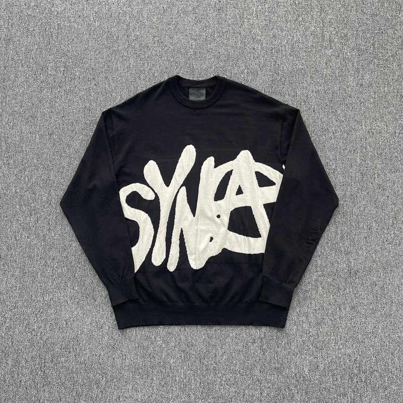 cny SYNARCHY CASHMERE SWEATER - BLACK 羊毛混纺提花圆领衫 SY-181