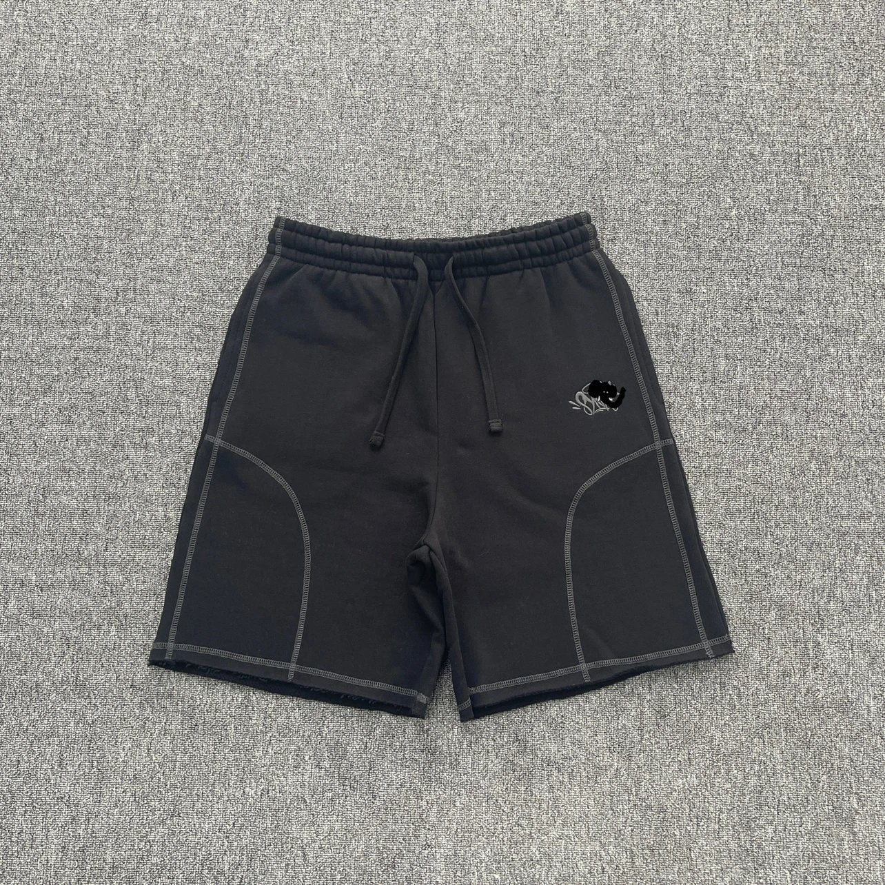 Raw Hem Denim Shorts in Black SY-218