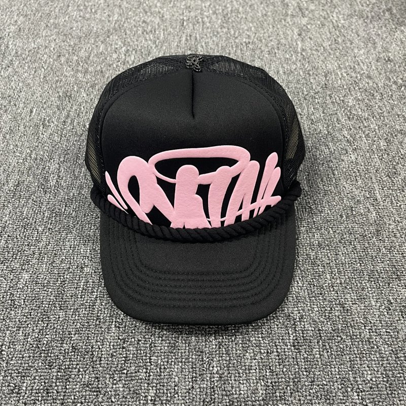 cny  SYNAWORLD TRUCKER-CAP-BLK/LILCSCHT  粉色发泡印花 弯檐帽 SY-200