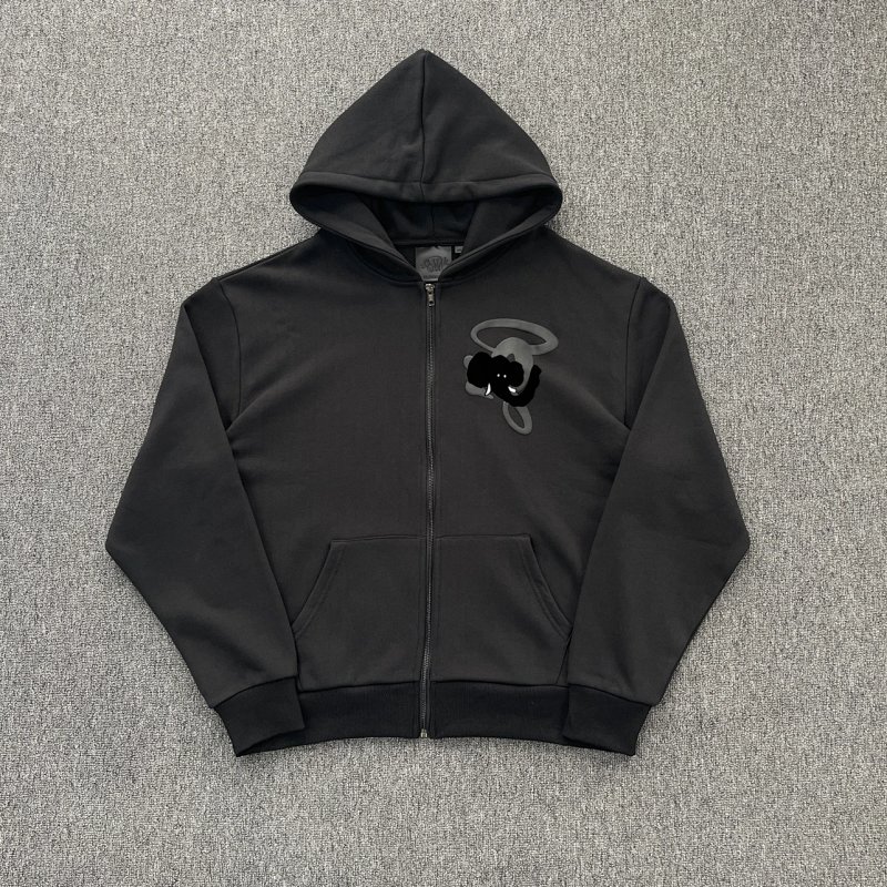 cny S-World SYNA-VOID-ZIP-HOOD-BLACK  胸前黑色S印花 黑色拉链衫 SY-184