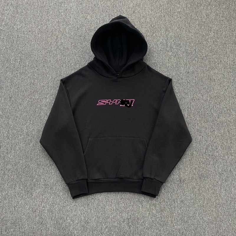 cny SYNA WORLD HOOD-PINK 粉色字母印花 黑色卫衣 SY-211