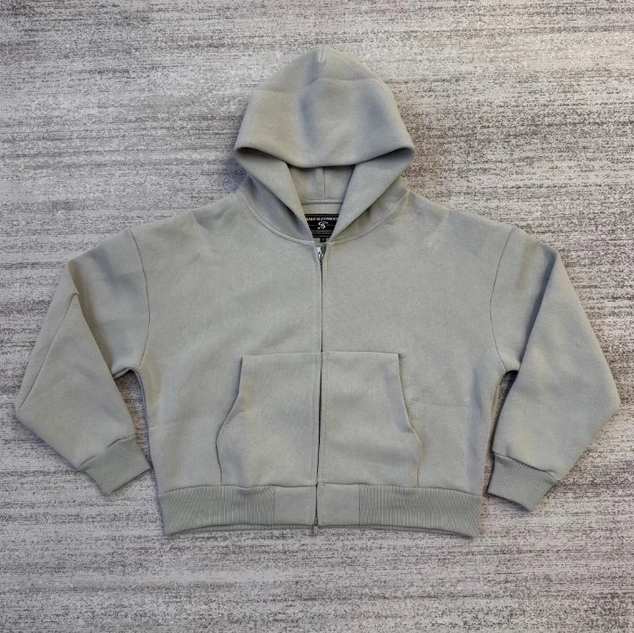 Pure gray zipper hoodie