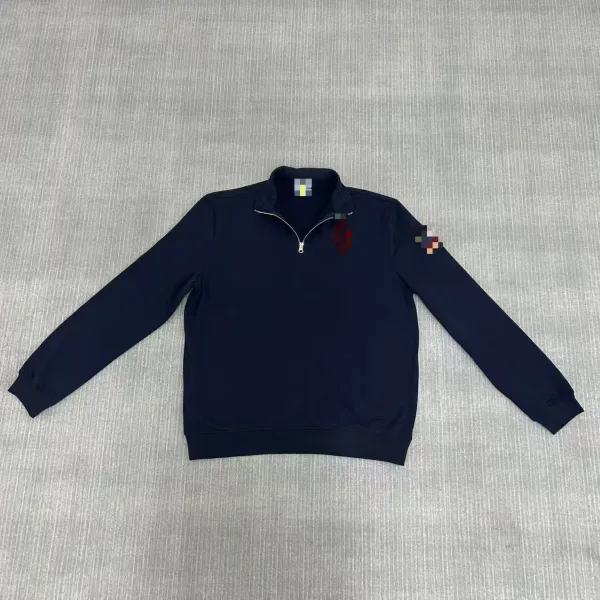 Design Half-Zip Pullover Navy Blue Sweater - 1