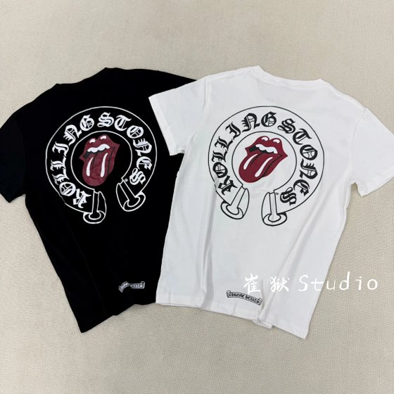 "Top Men's Taste Choice - In Stock, Ships Instantly" Cui Yu Independent Non-Chrome Rolling Stones Short Sleeve 260g Pure Cotton Fabric 1:1 Pattern Screen Print All Details Faithfully Restored No Need to Elaborate See Real Photos!