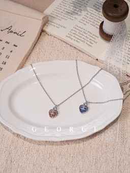 thumbnail for [GEORGE] Xiao Xiang 25P Spring/Summer Heart Necklace Glacier Blue Orange SH11