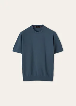 thumbnail for On the evening of August 3rd, at 7:30, everyone will be released. Link is being perfected - LP style haze blue, secret forest silk blend crew neck short-sleeve shirt
