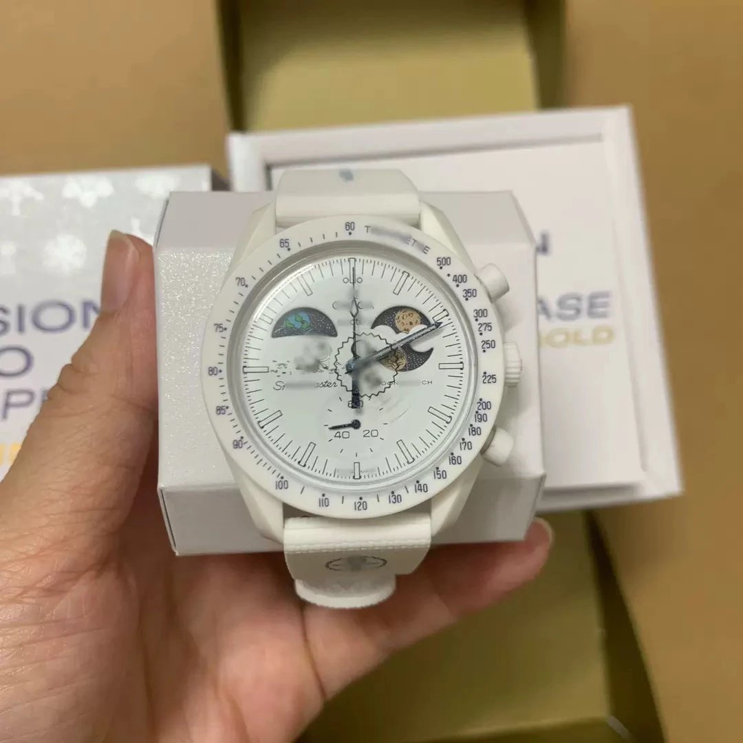 Omega MoonSwatch Mission on Earthphase and Earth chronograph watches image 3