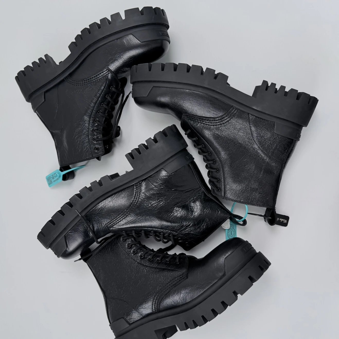 Cola - Bal Style Strike Black Imported Mixed Sheepskin Distressed Military Boots (In Stock, No Returns/Exchanges, Ships Within 3 Days)