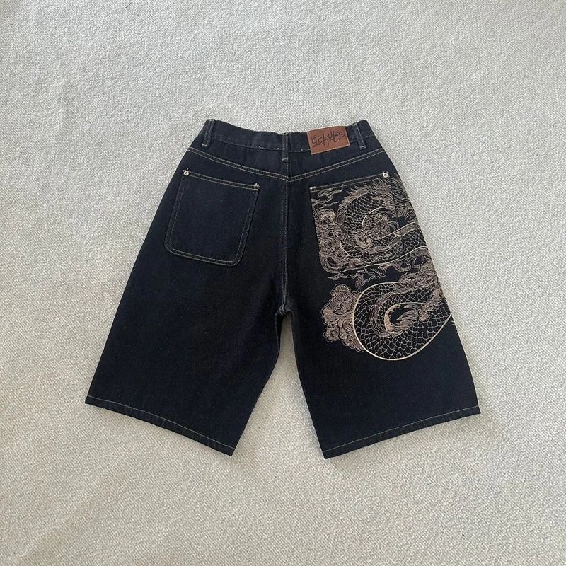 ders* Dragon Embroidery Denim Shorts