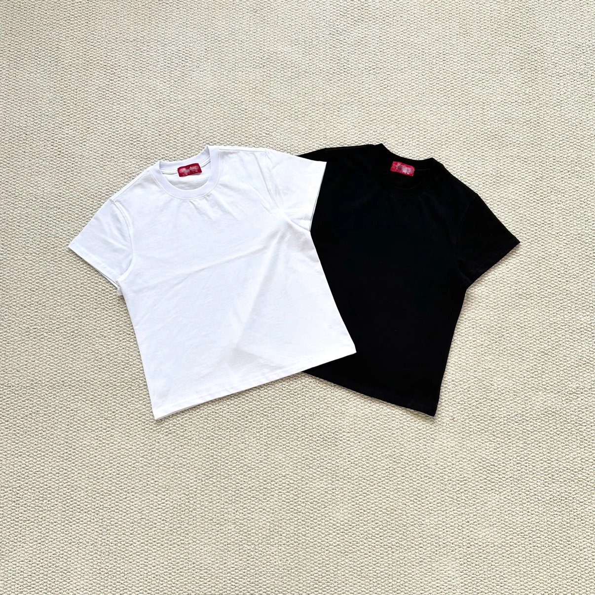 Basic Cotton T-Shirt White And Black Classic Crew Neck