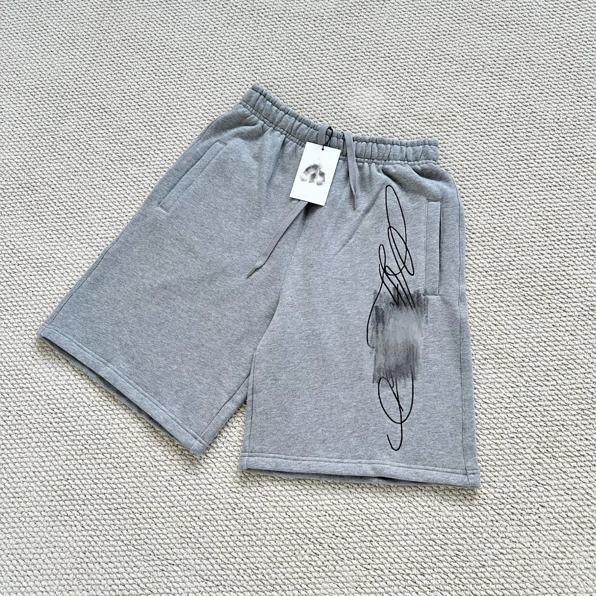 L-Flower Grey GA Signature Embroidered Shorts