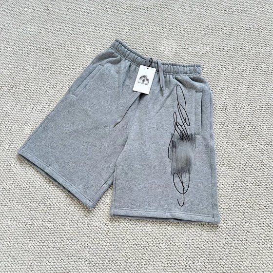 L-Flower Grey GA Signature Embroidered Shorts