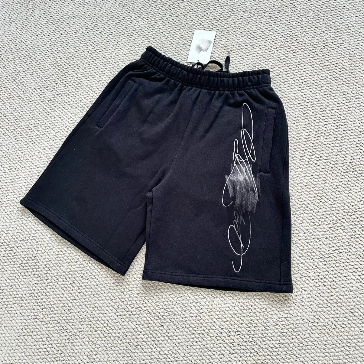 Black Fleece Shorts With White Signature Print Casual