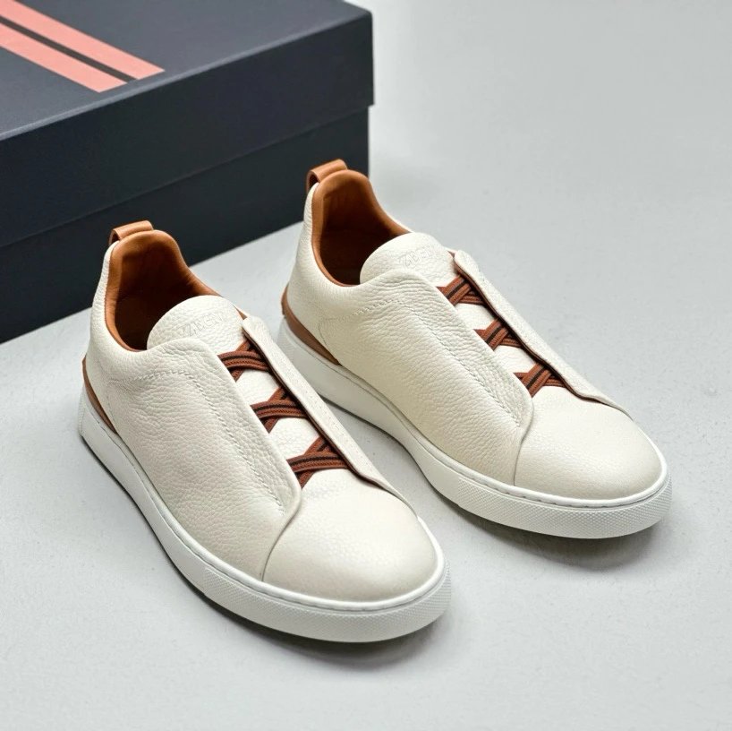 Zegna Triple Stitch Shoes — White brown colorway — USFans Spreadsheet photo