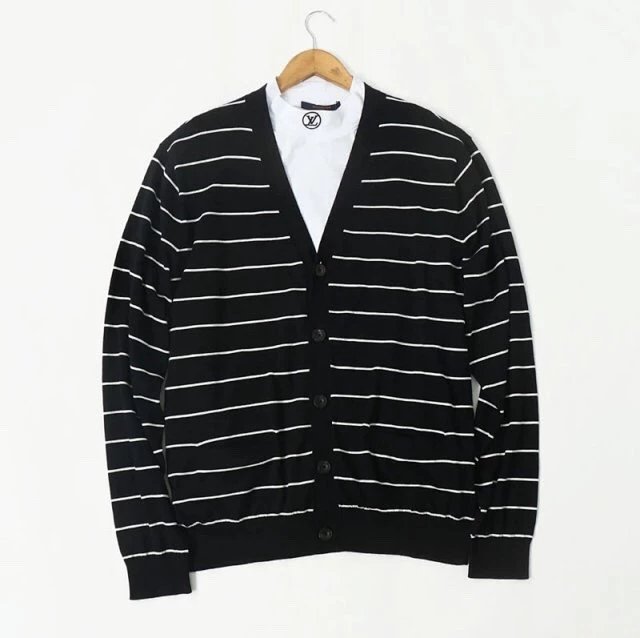Striped Knit Cardigan - Cashmere Cotton