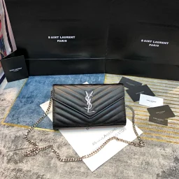thumbnail for Classic caviar spherical cowhide envelope bag multi-card position women's chain pouch