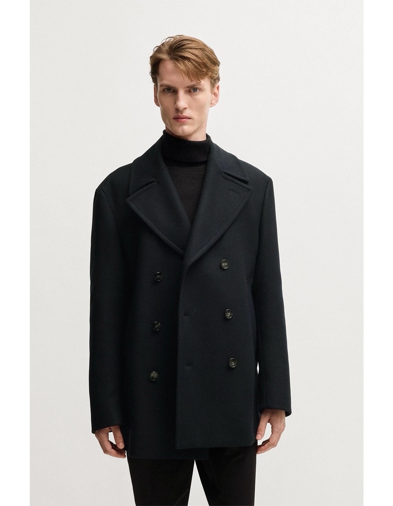 HB Men's Mid-Length Wool Suit Jacket for Fall & Winter
