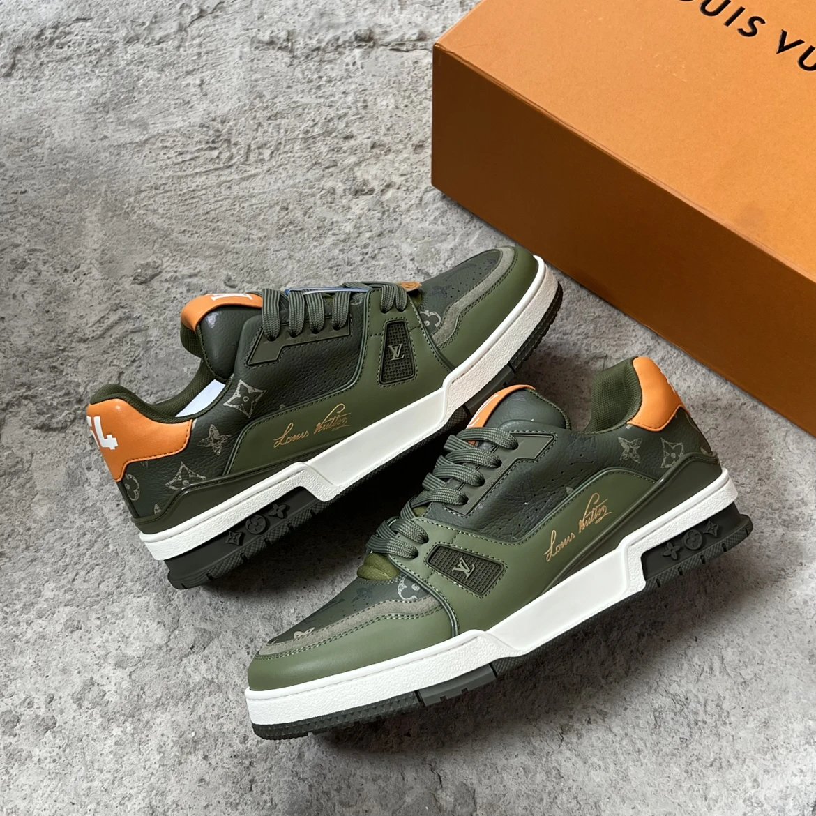 Military Green Embossed Skateboard Shoe