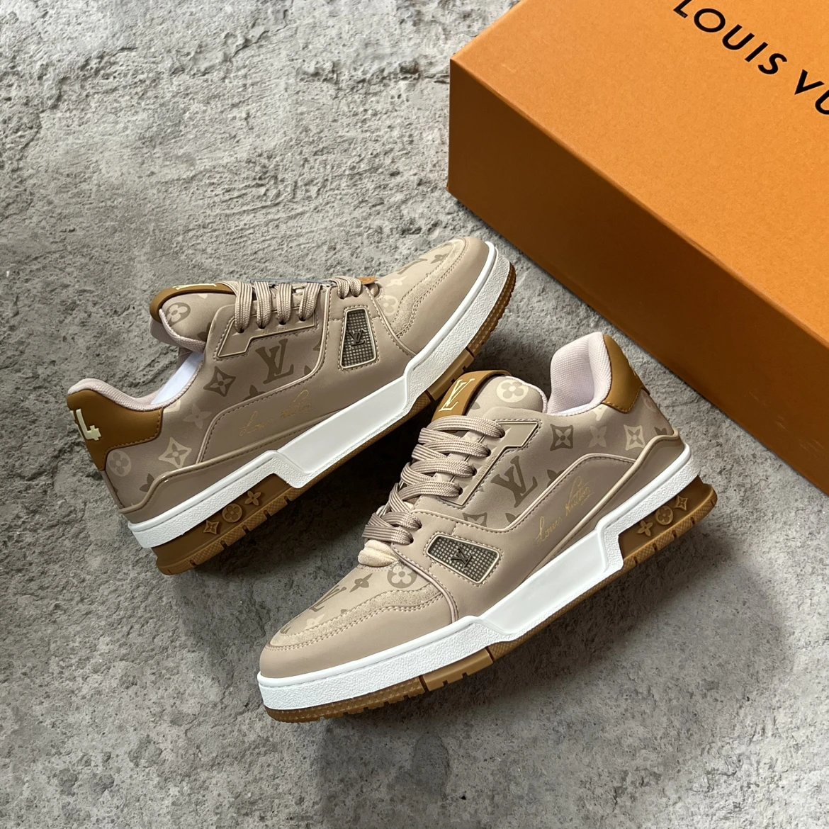 Light Brown Print Skateboard Shoe