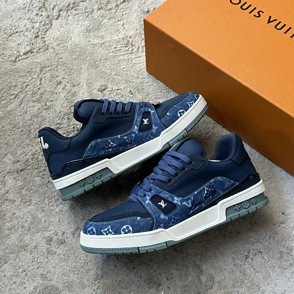 Blue Denim Print Skateboard Shoe