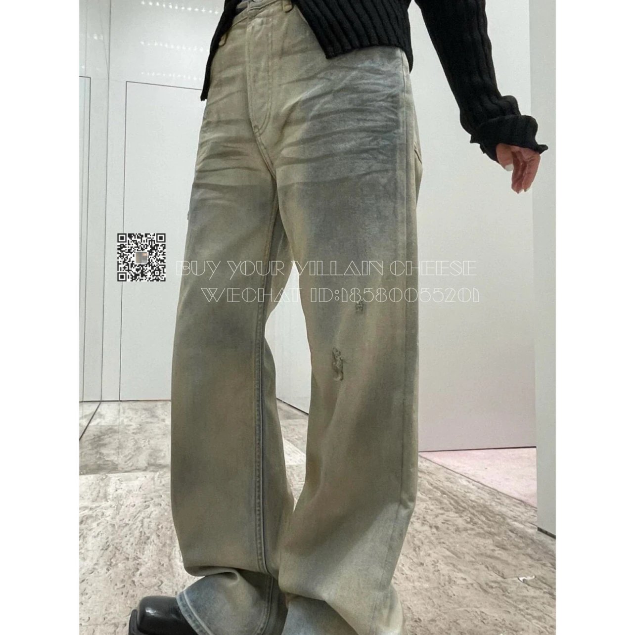 Villain Cheese Wide-Leg Distre