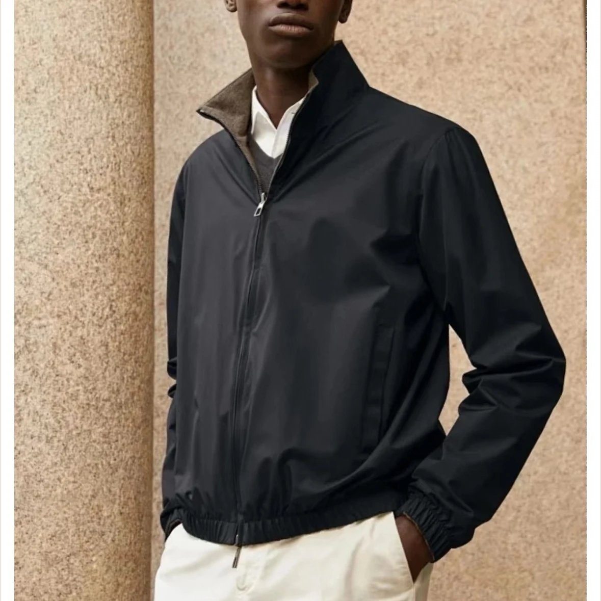 Sale Reversible Loro Duo Bomber Series, Trade Channel Order! Innovative Waterproof Patent Fabric, Men's Stand Collar Zip Jacket