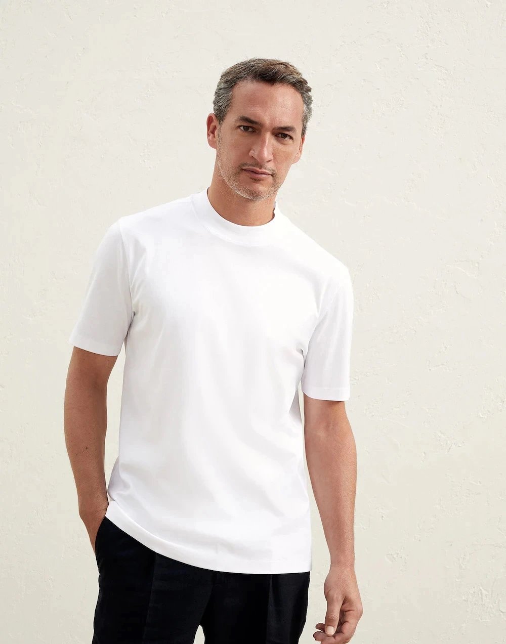 Supima cotton chimney-neck T-shirt