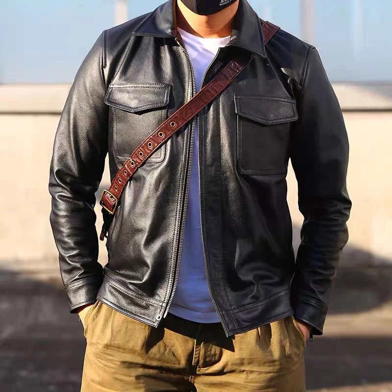 Lychee grain leather jacket