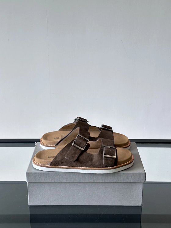 2025.5.31-Brunello Cucinelli Men's Leather Slippers, Sizes 39-44 (Sizes 38, 45, 46 Made to Order, Non-Returnable)