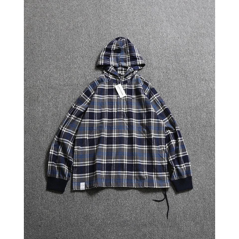 DESCENDANT 18 SS MULE HOODED LS SHIRT DCDT Check Hooded Shirt