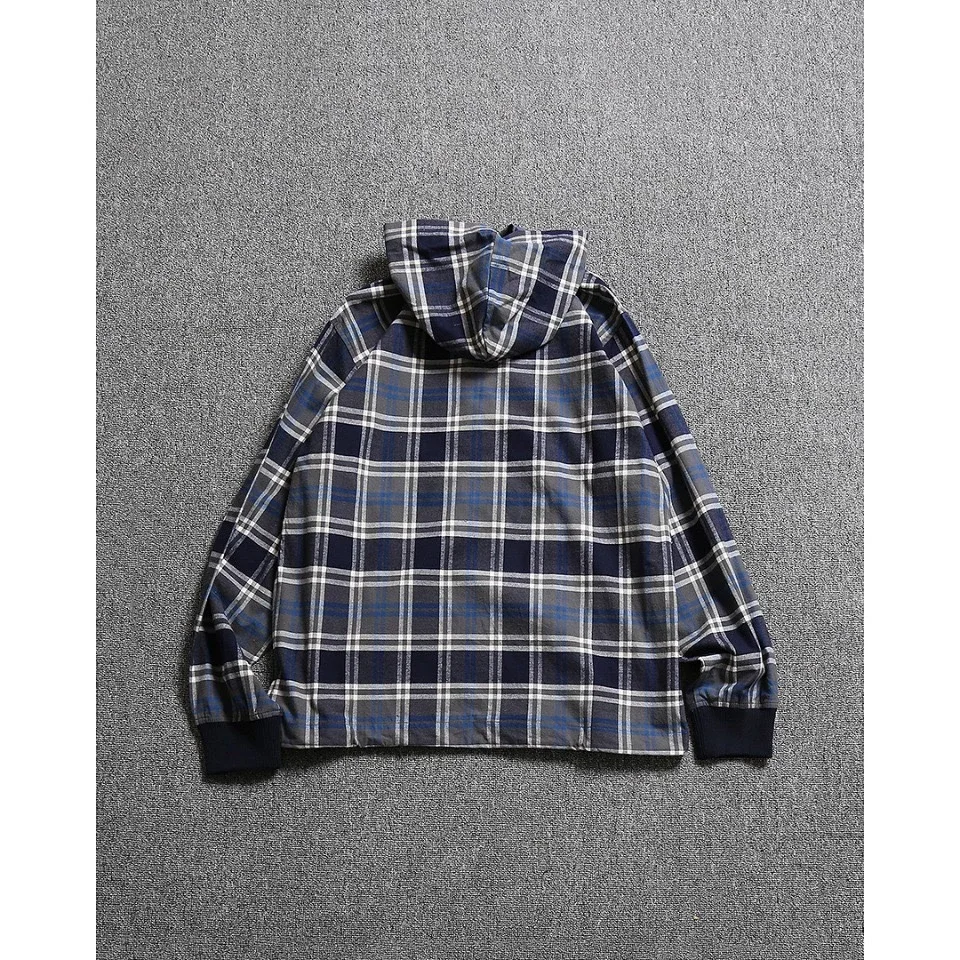 DESCENDANT 18 SS MULE HOODED LS SHIRT DCDT Check Hooded Shirt