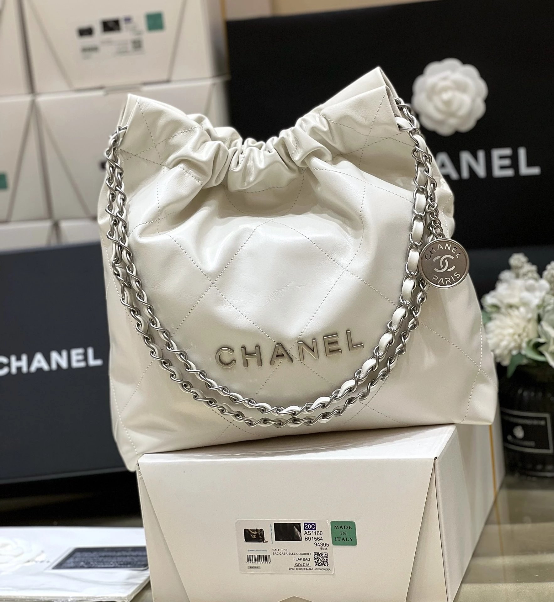 【 Chan 】 Bag 1:122bag Garbage bag, white silver buckle small medium size