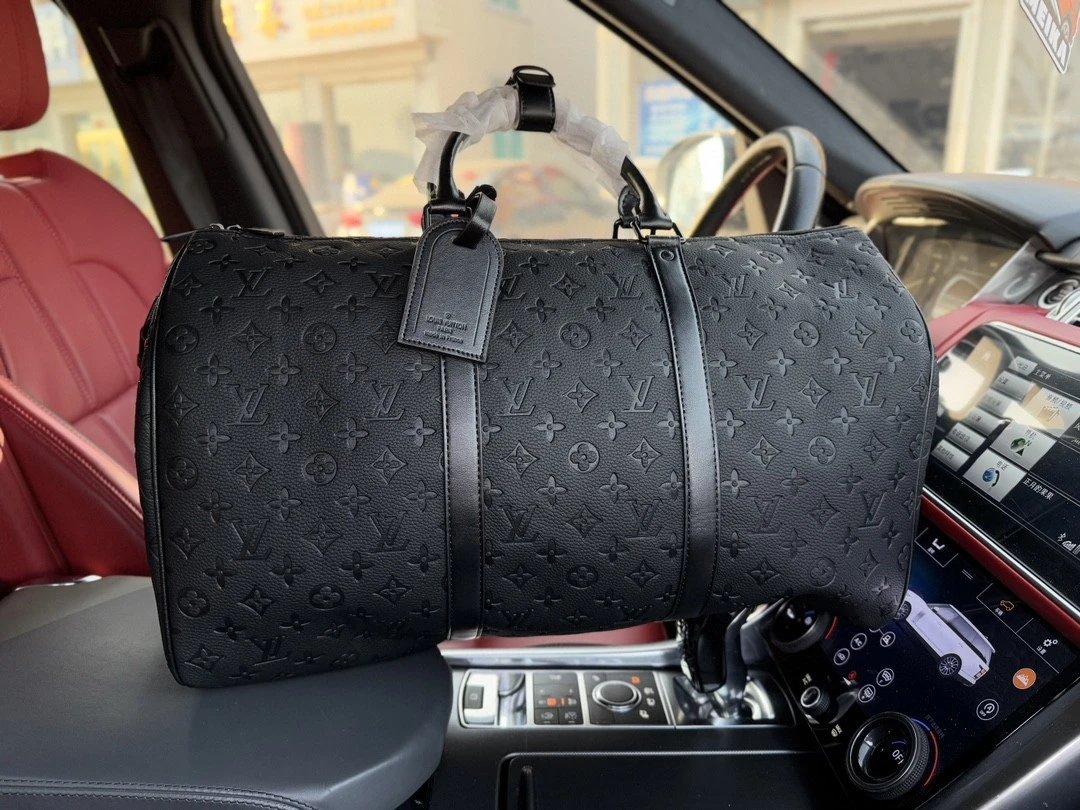 Premium New Travel Duffle Bag M59025 50 Monogram Embossed Detachable Adjustable Strap Leather