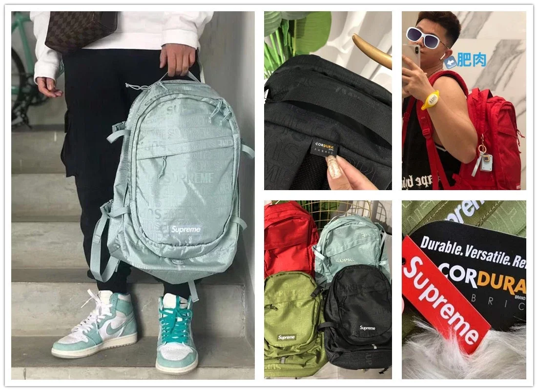 重磅牛货终极版supreme 19ss 新款男女潮牌背包旅行双肩包弹幕学生书包