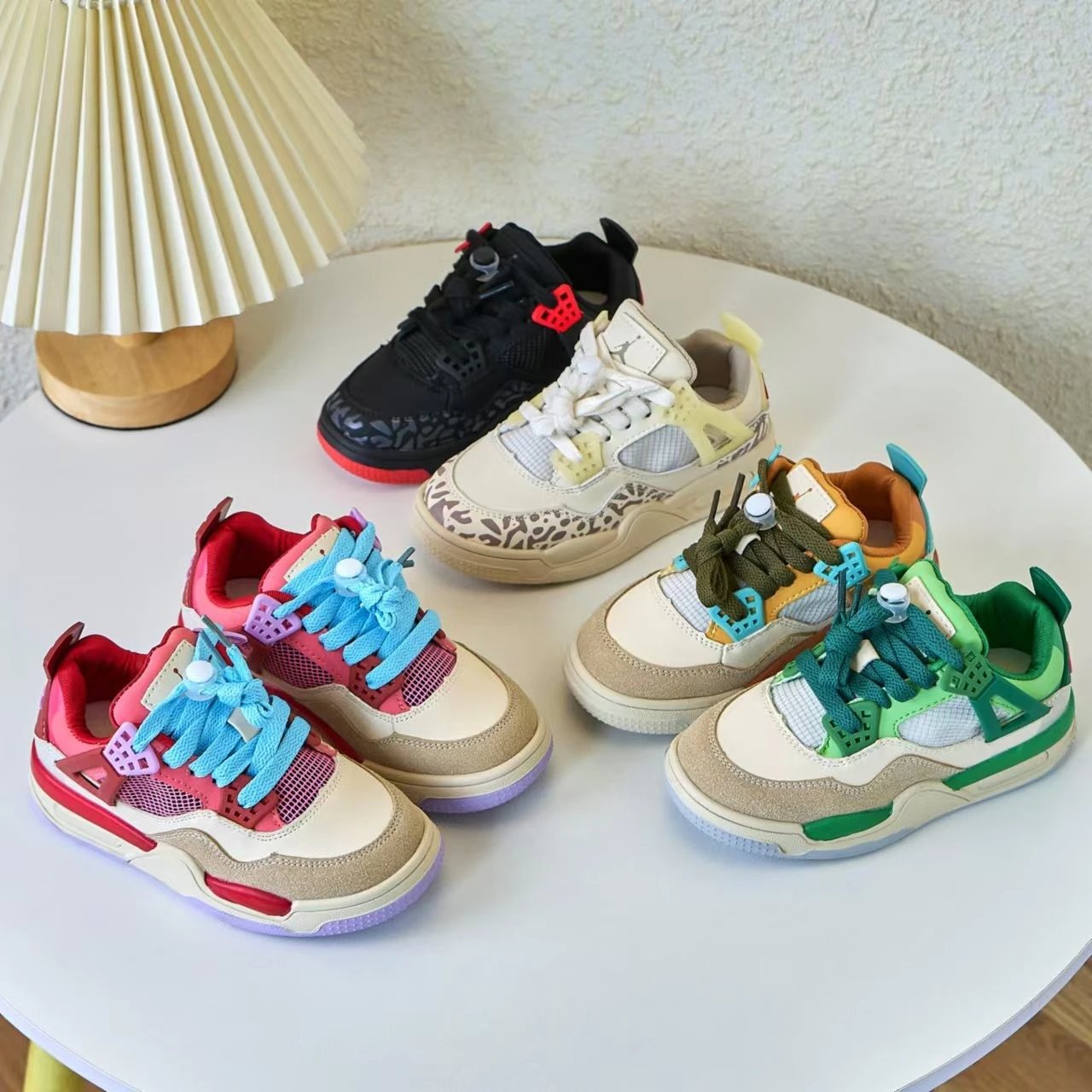 Air Jordan AJ4 Kids Multi Color Sneakers