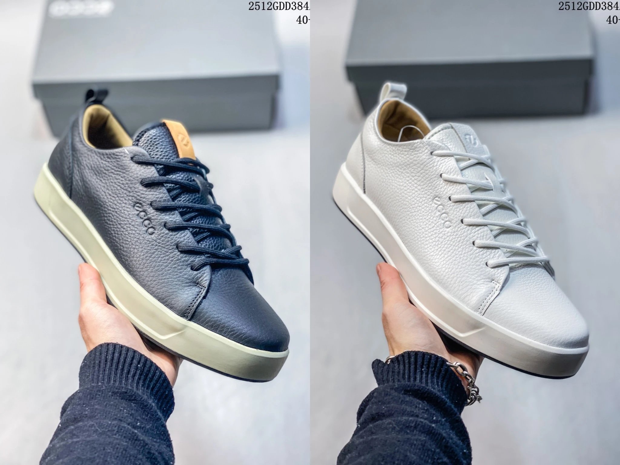 ECCO Men's Water-dyed Grain Leather Casual Sneakers