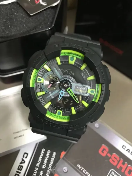 Casio G-Shock GA-110NV-1A Neon Green Black Watch Watches - 1