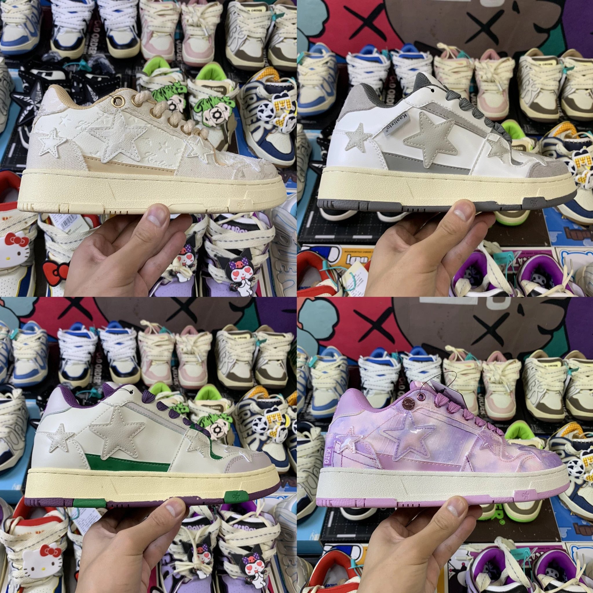 KAALIXTO Retro Jacquard Star Low Top Skate Shoes