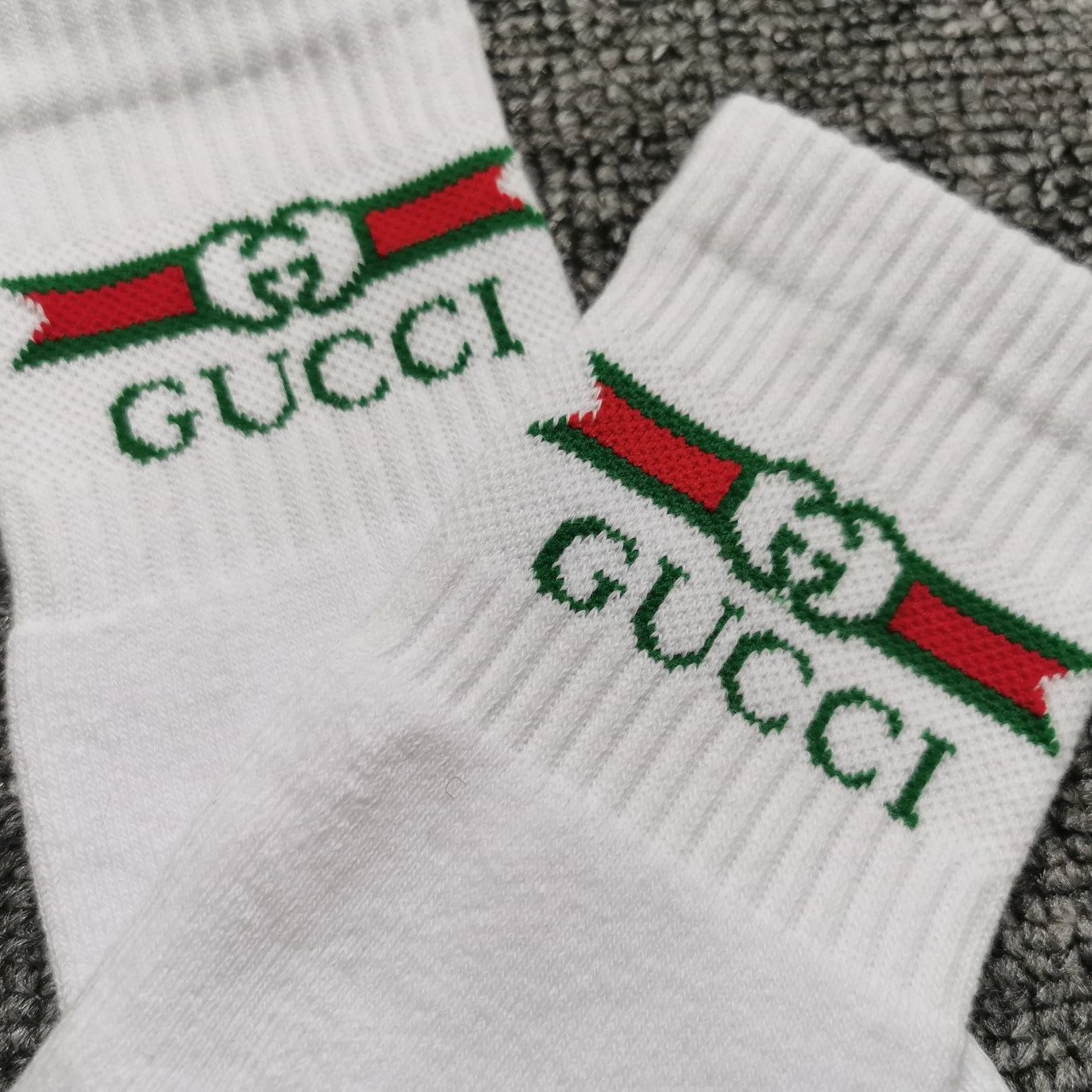 Gucci Web Stripe Logo Crew Socks White - 2