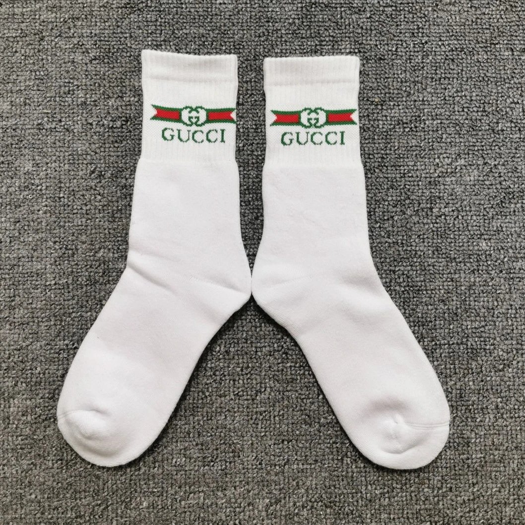 Gucci Web Stripe Logo Crew Socks White - 8