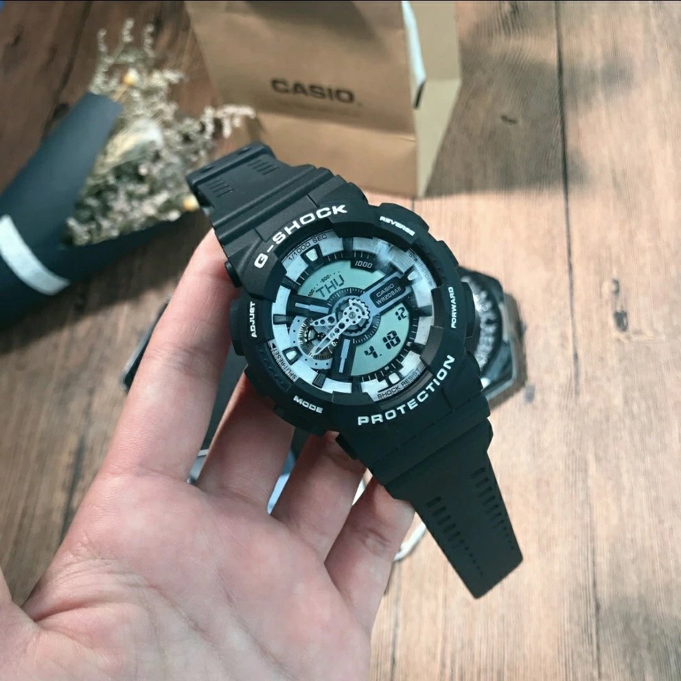 Casio G-Shock GA-110BW Black and White Analog-Digital Watch Watches