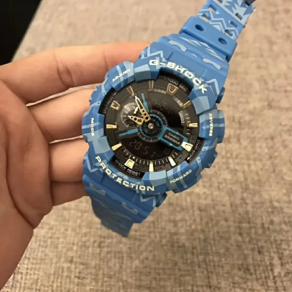 Casio G-Shock GA-110 Camouflage Blue Resin Watch Watches - 1