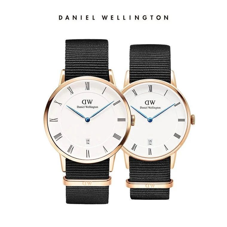 [Hong Kong Direct Mail] Daniel Wellington DW Ultra-Thin Waterproof Unisex Couple Watch with Blue Hands Calendar Student Wristwatch Stainless Steel Leather Nylon Band