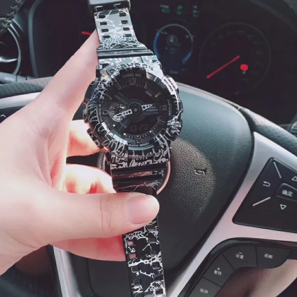 Casio G-Shock GA-110 Black and White Marble Print Sports Watch Watches - 1