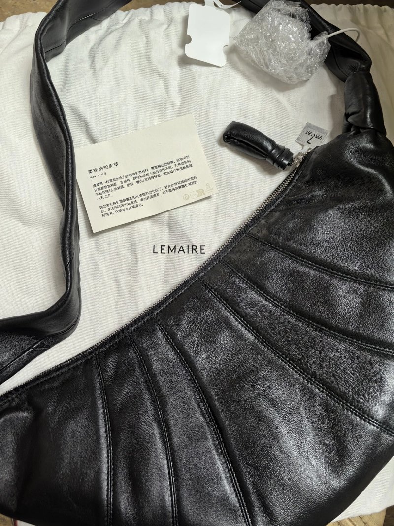 Black Nappa Leather Medium Croissant Bag