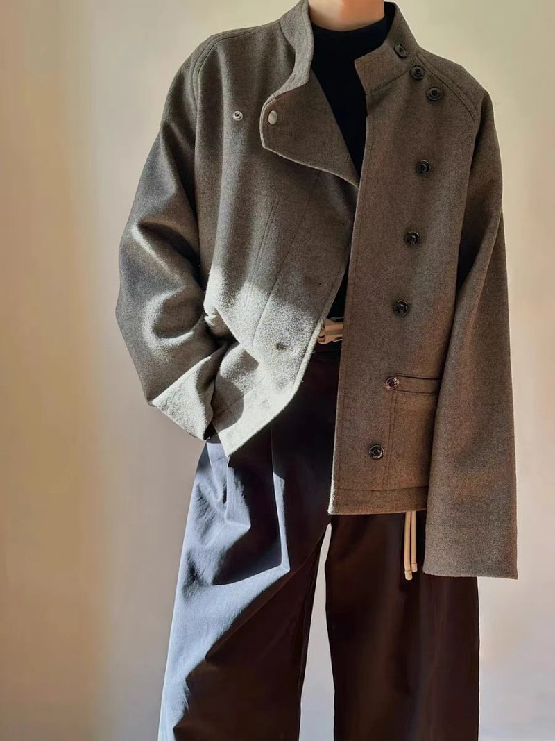 Lem Wool Folded Collar Coat